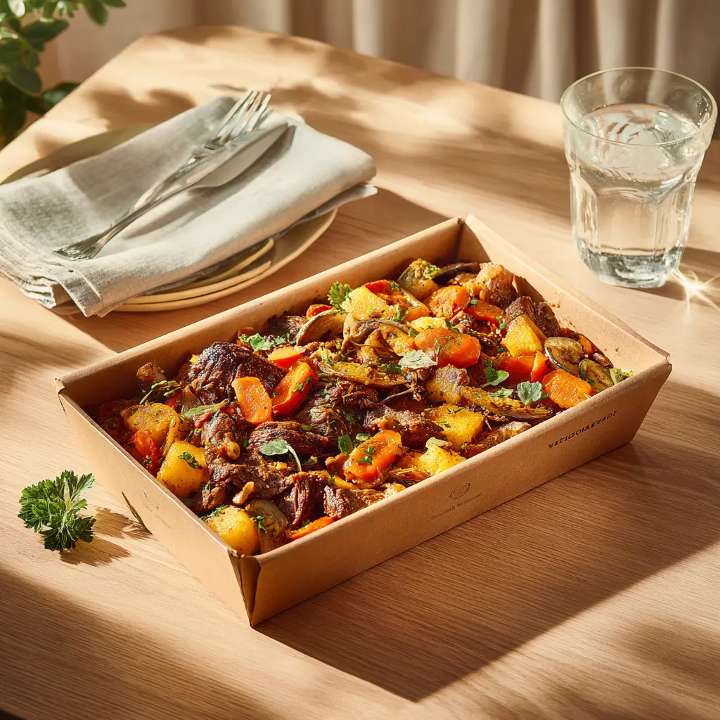 [4968] Boeuf confit aux carottes, polenta aux fruits secs