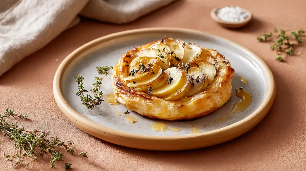 [4447] Croustillant de pommes caramélisées au miel et chèvre