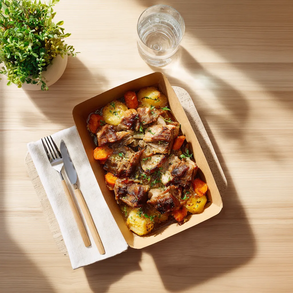 [1929] moelleux de porc confit aux carottes, polenta gratinée au Parmesan