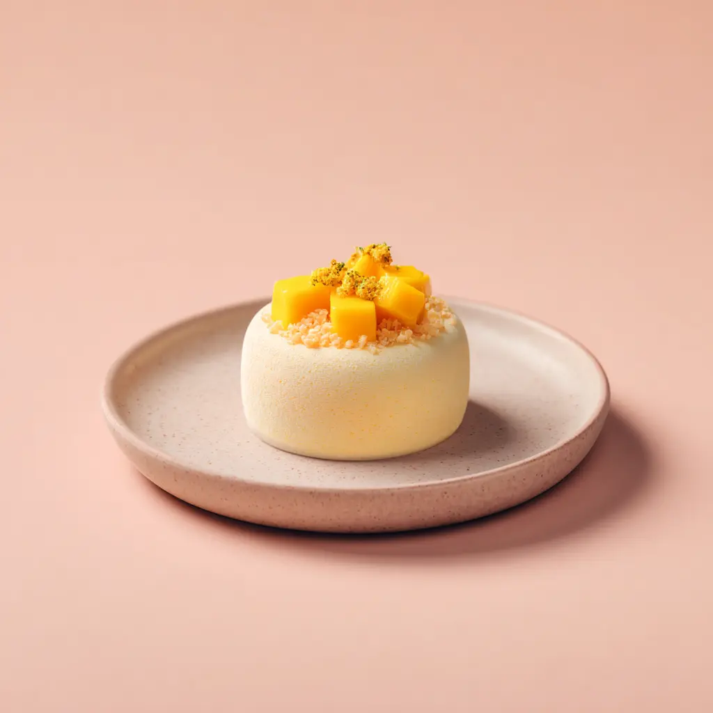 Mousse légère à la mangue et éclats de mangue
