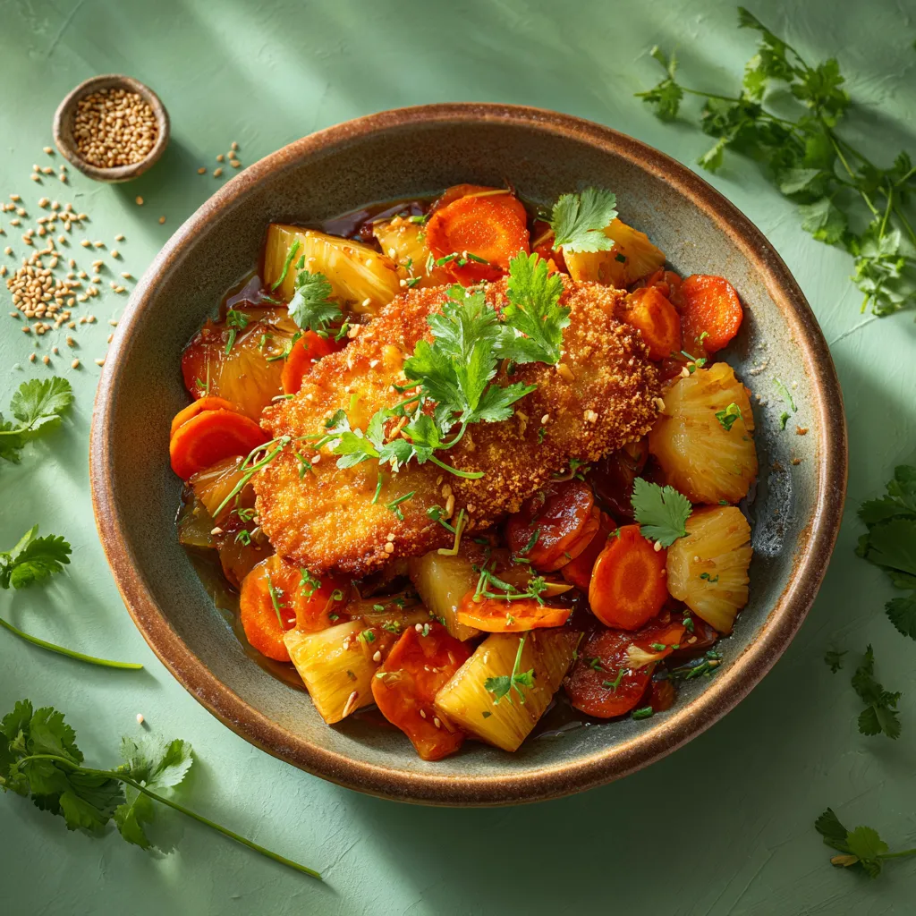 [6721] pané de blé à l'ananas, poêlée de carottes au miel