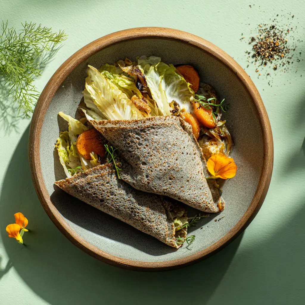Pannequet franc-comtois végé à lembeurrée de chou