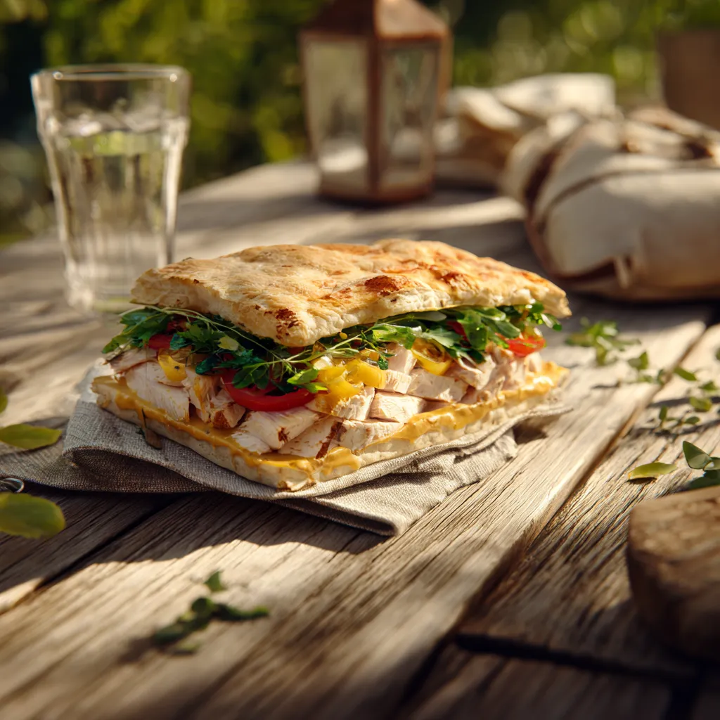 Pique -Mie "L'Indien" (pain suédois, tomate, poulet, sauce curry, salade)