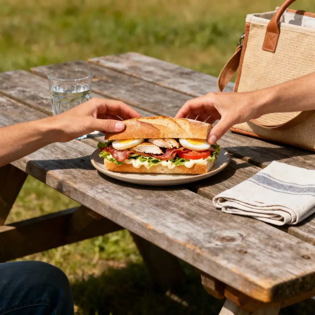 Pique -Mie "Le Club" (pain de mie, poulet, bacon, œuf, salade, tomate, mayonnaise)