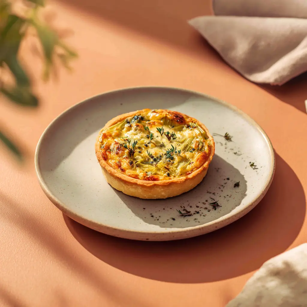 Quiche poireaux et vinaigrette de moutarde