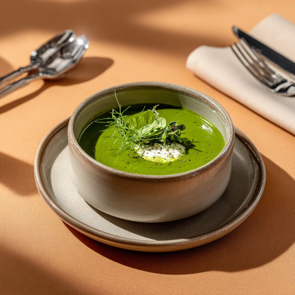 Soupe d'epinards et fromage frais