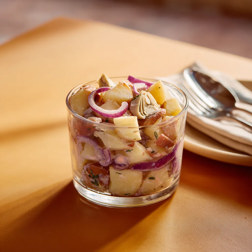 [3573] verrine bretonne (Pomme de terre, oignons rouges et artichauts)